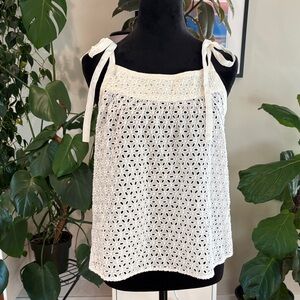 GAP White Eyelet Blouse with Bow Details